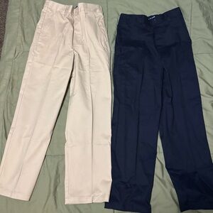 French Toast Khaki and Navy Elastic-Waist School Pants Duo